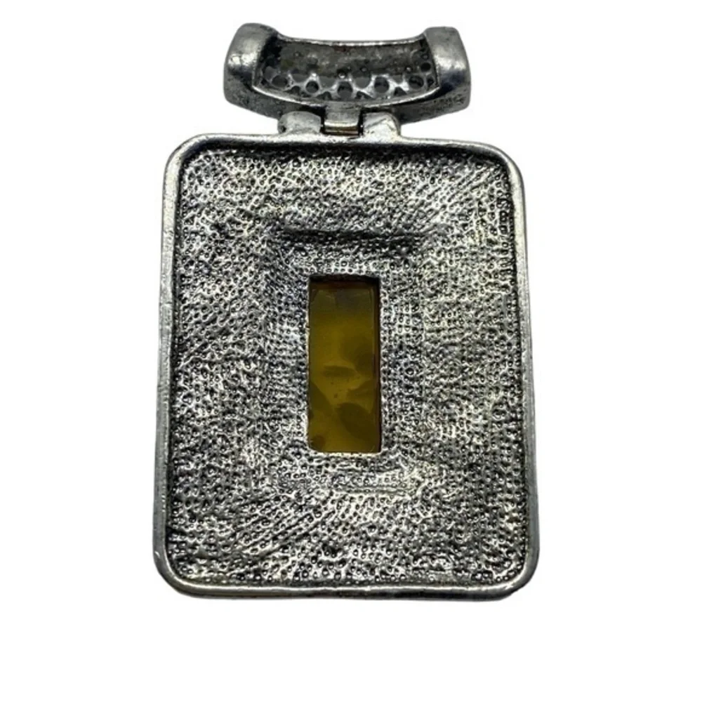 Pressed Amber Gemstone Sterling Silver 925 Pendant 2.5in